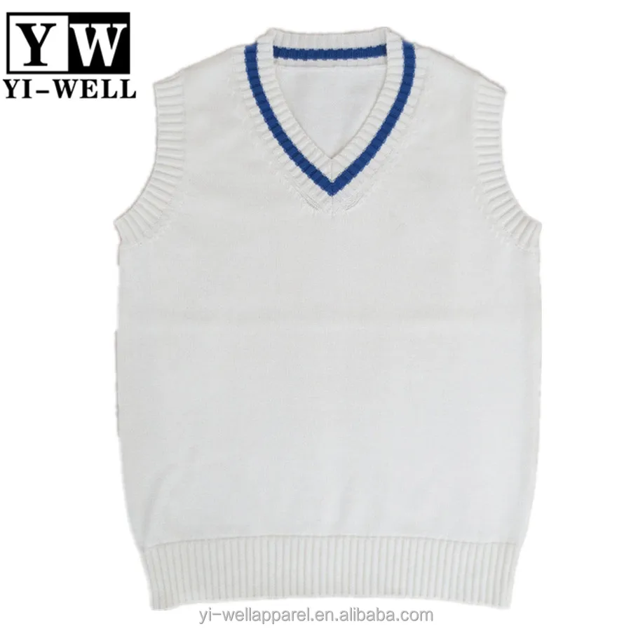Primary kids school uniform acrylic knit V neck pullover sweater
