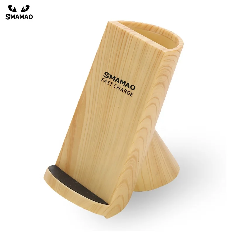 Shenzhen OEM Экологичное Быстрое беспроводное зарядное устройство Qi, подставка, деревянное Беспроводное зарядное устройство с контейнером для ручки для мобильного телефона