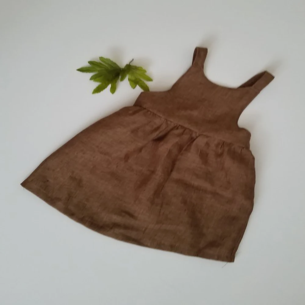 Trending Fashion Style Girls Dress Toddler Girls Suspender Skirt Muslin Cotton Cross Back Baby Girls Dress