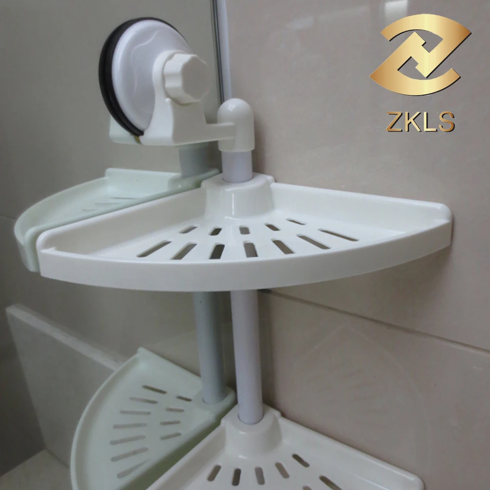 
Household Wall Corner Plastic Bathroom Double Tiers Corner Shelves 