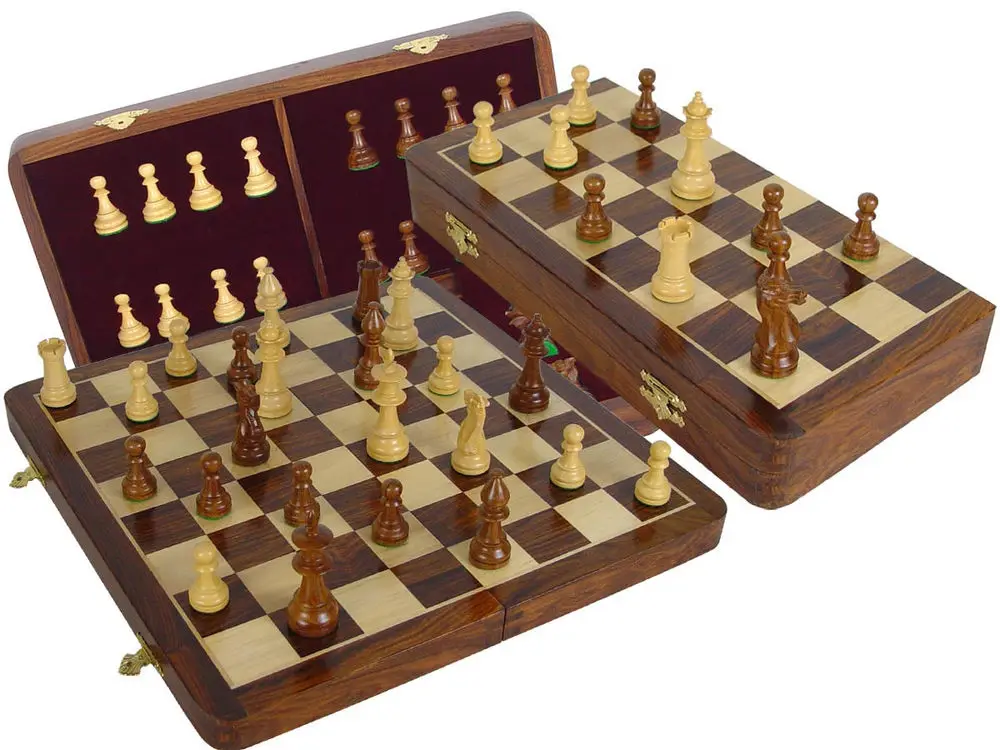 
Portable Folding Chess Game Antique Luxury Wooden International Chess Game Set 