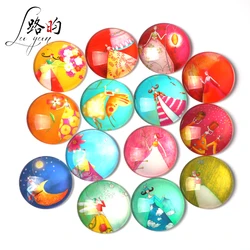 Europe Custom Popular Magnet Princess Illustration Custom Girls Glass Refrigerator Magnets For Promotional Gift