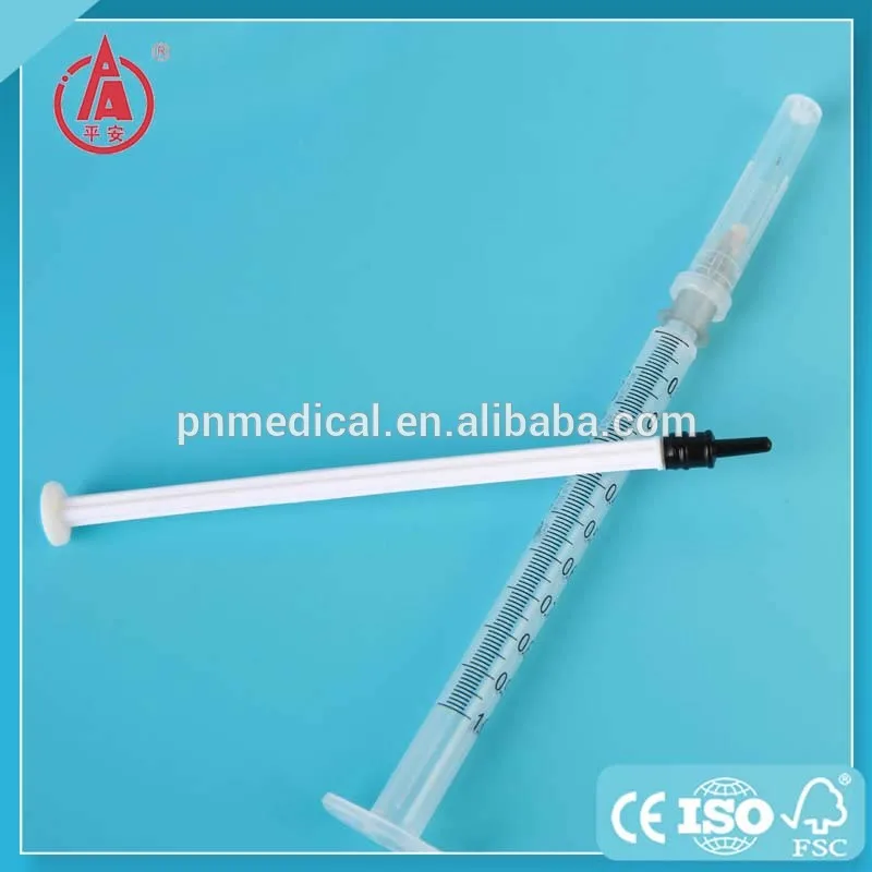 Disposable 1 ml plastic Syringe with needle