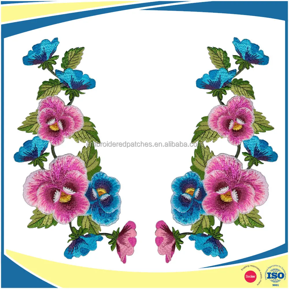 Iron On Embroidery Patch  Peony flower Embroidered design