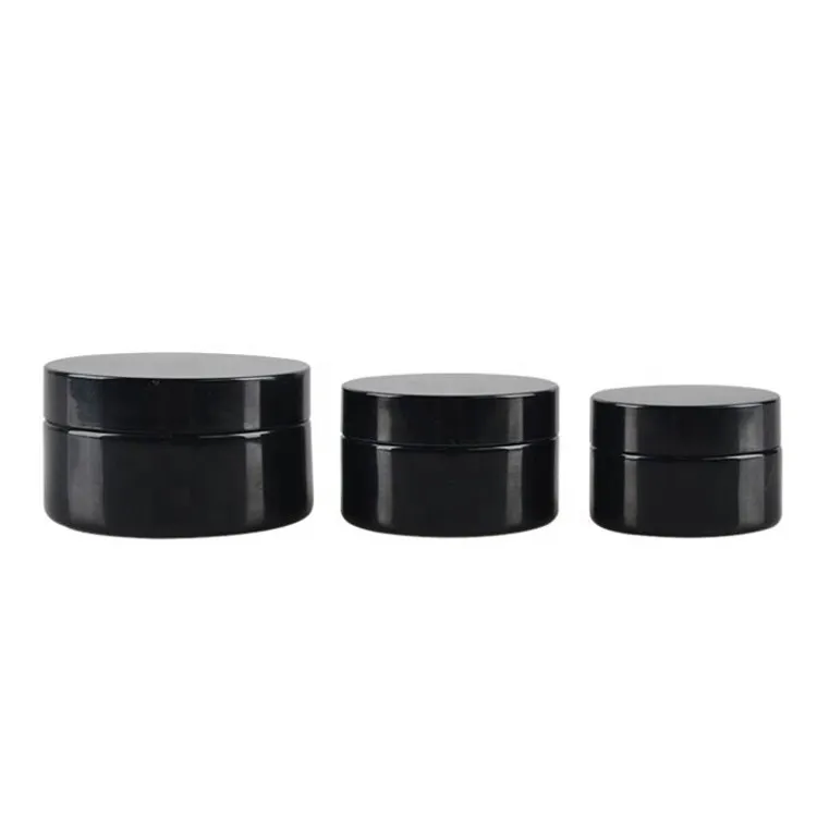 Uv glass jar Dark violet black straight side cosmetic cream bottle jar flat screw lid glass wide mouth open 50g 100g 200g 250g