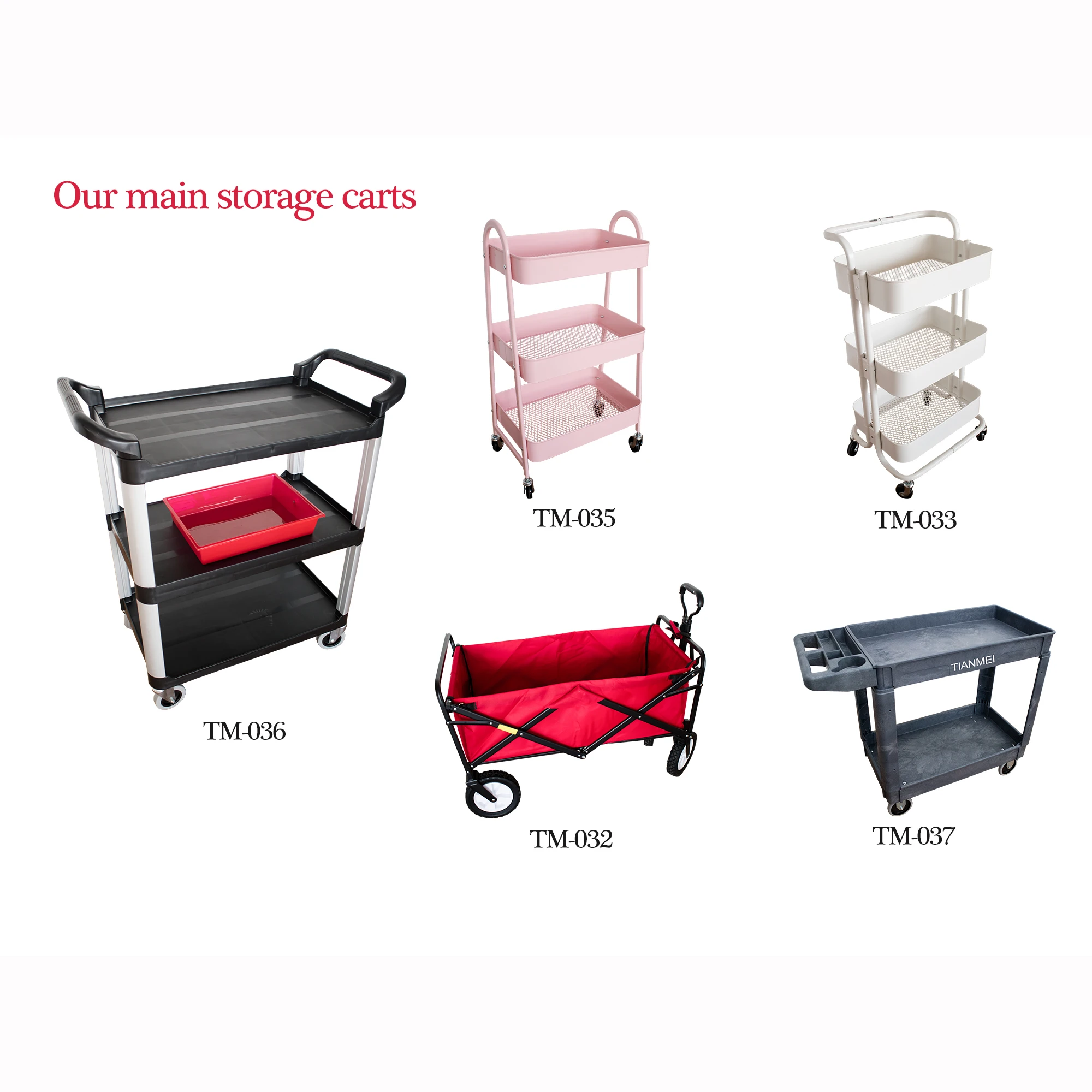 Four wheel Mobile Moving Tool Kitchen carts Folding service cart