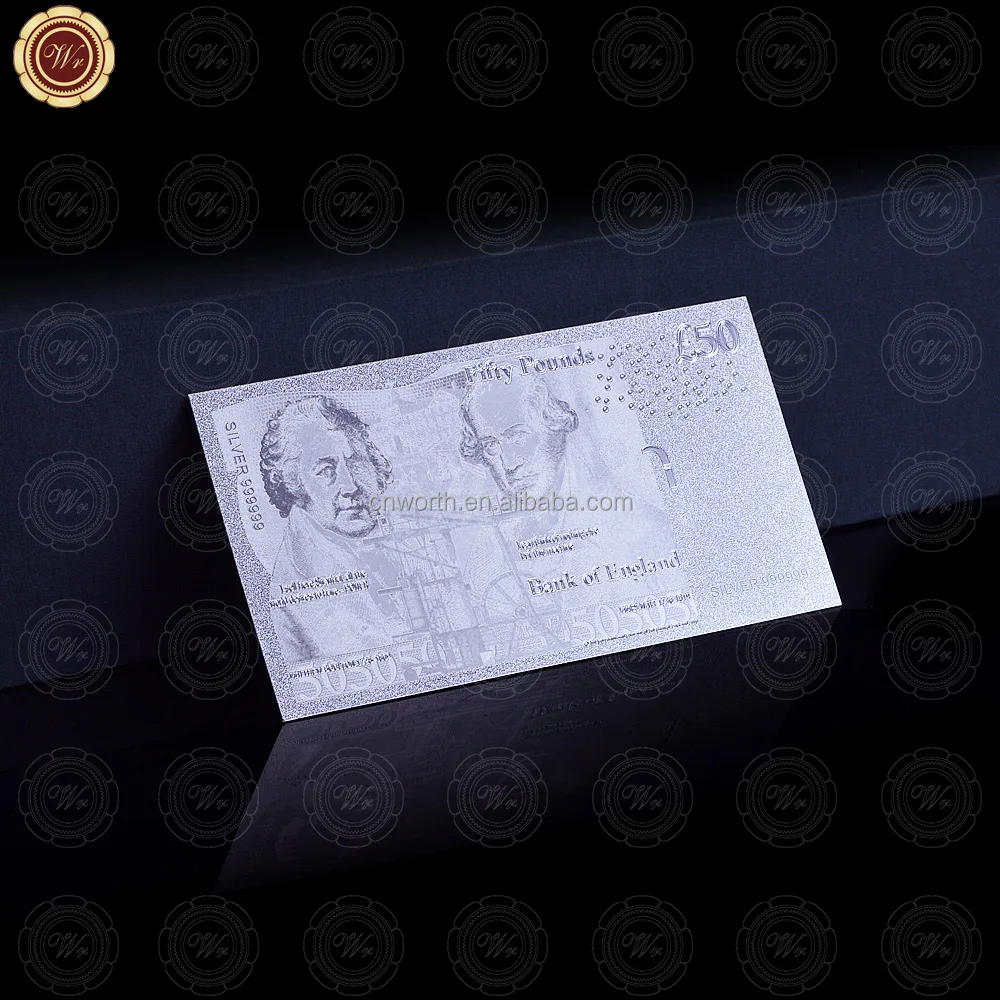 Wr Discount Sale Top-grade Silver Foil Britain 50 Pound Bank Note Collectible Paper Money Gifts