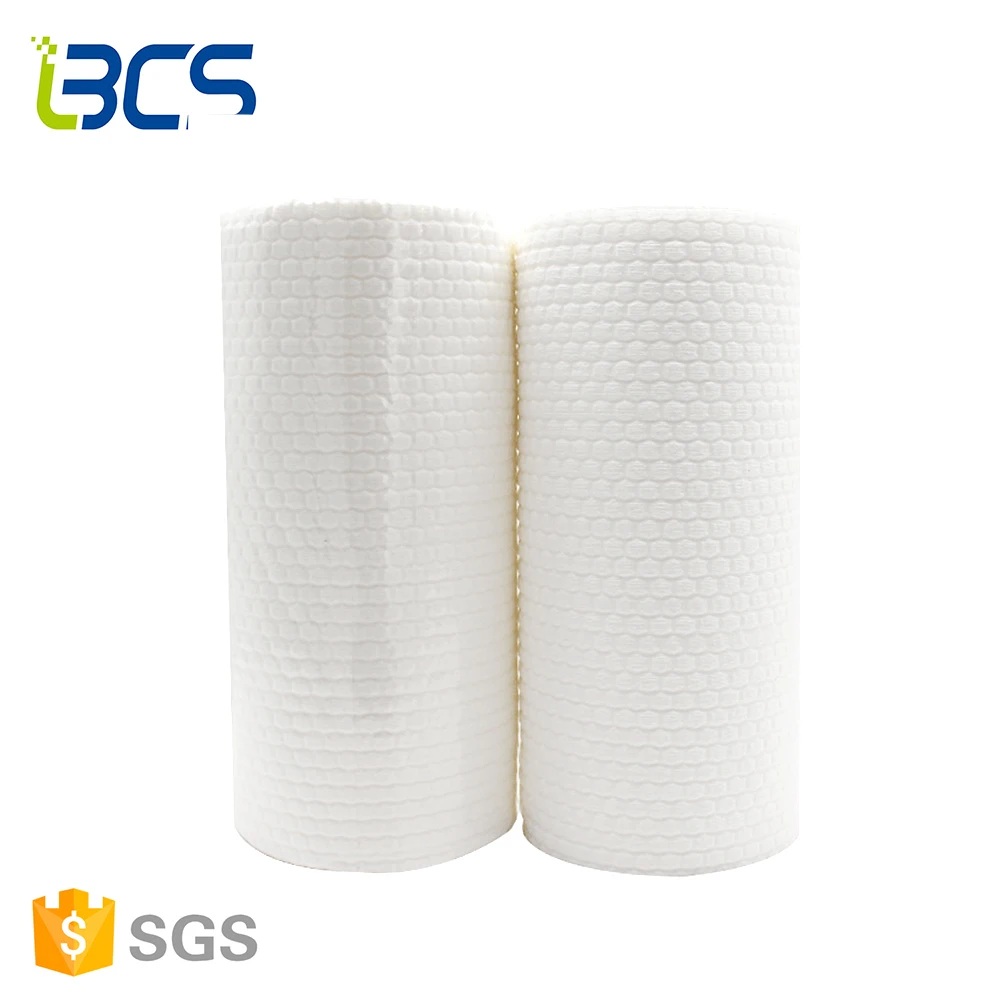 
Reusable White Woodpulp/Polypropylene Recycled Non-woven Towel Strong Washability Kitchen Paper Roll 