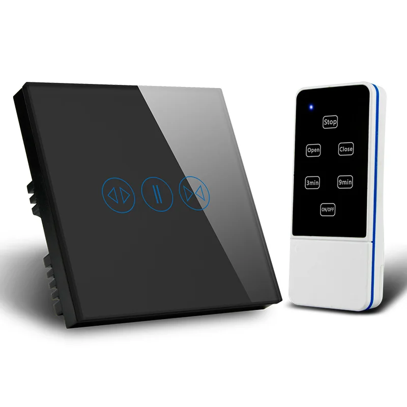 Черная Хрустальная стеклянная пластина сенсорная кнопка переключатель дистанционное управление сенсорный экран роликовый затвор настенный переключатель