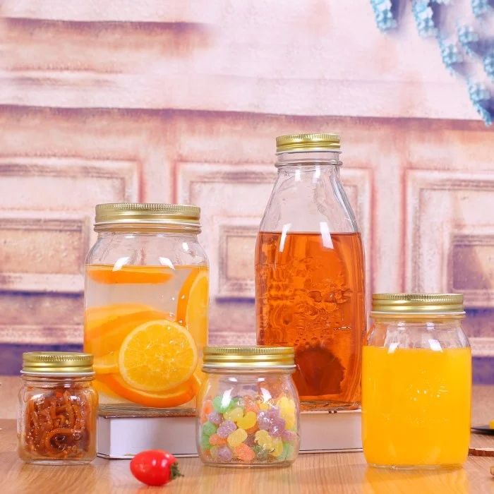 
Round Shape Clear Carved Storage Glass Honey Jar Mason Jar With with screw top lid 