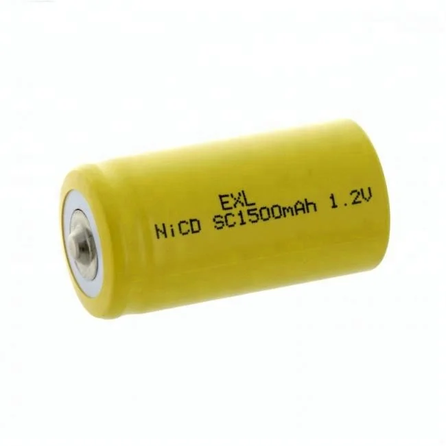 High Temperature NiCd Sub C button top 1.2V 1500mAh Nickel Cadmium battery Cylindrical cell rechargeable Batteries for headlight
