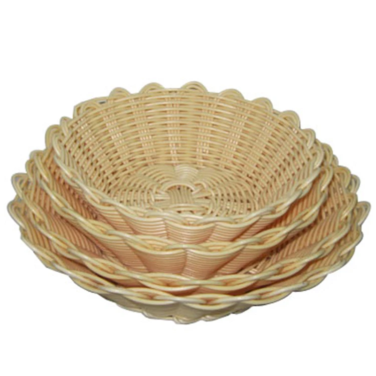 Корзина для фруктов, поднос для хлеба, чаша, круглые пластиковые плетеные Ротанговые штабелируемые корзины для хранения