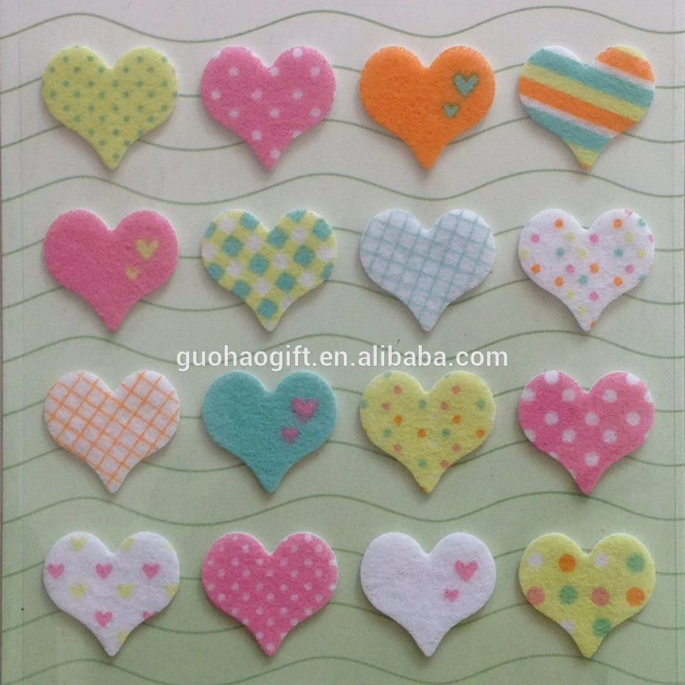 Love Heart Felt Stickers Decor Colorful Design Great Fabric Sticker