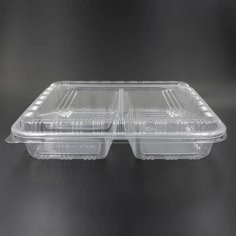 3 Compartment Plastic Food Divider Bento Lunch Box Takeaway Disposable Container with Lid Clear Food Storage Rectangle