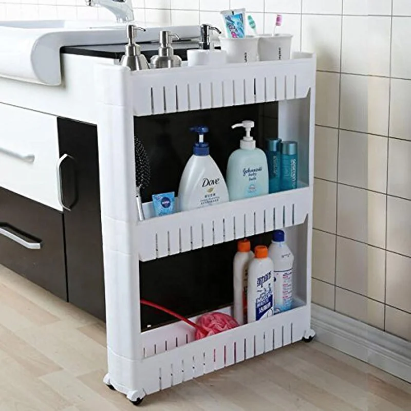 3 Tier Slide Out Storage Tower Slim Slide Out Storage Holder Tower Roller Storage RacK