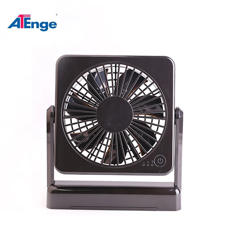 Three Speed Black Portable Mini Electric USB+AA Battery Operated Rechargeable Desk Fan for Office