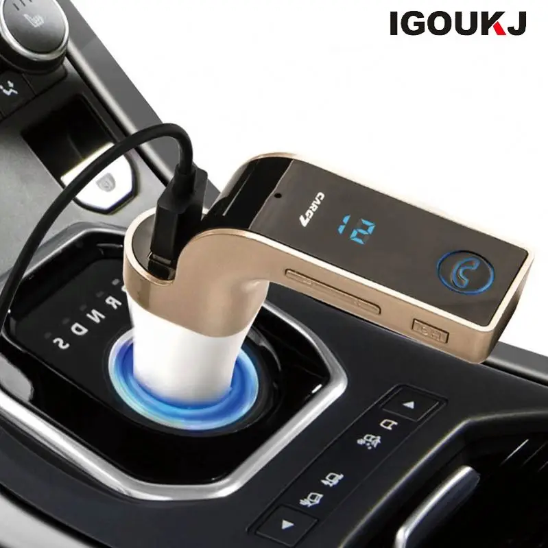 CAR G7 BT FM Transmitter With TF/USB flash drives Music Player SD and USB Charger Features blue ray