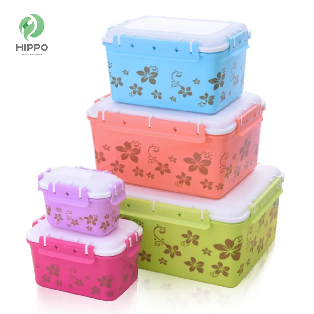 Wholesale picnic hermetic plastic food container rectangular with lid