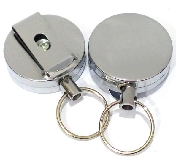 4 cm /5cm diameter big metal badge reel with keyring and stainless steel cord