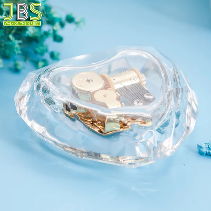 
Clear Acrylic Heart Shape Music Box For Girls 