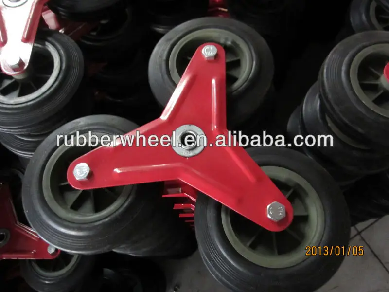 Stair Climbing Wheels with Plastic Rim Trolley Wheel 6 Inch Solid Rubber