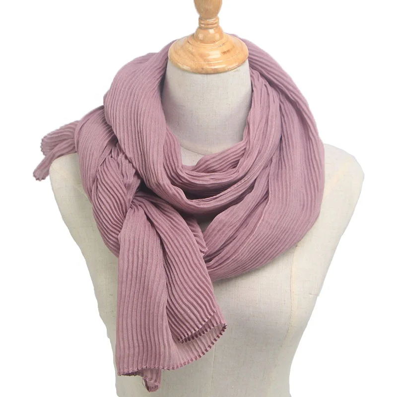 
Wholesale Factory Direct Sales Malaysia Arab Fashion New Women Crinkle Fold Cotton Linen Muslim Hijab Scarf Shawl 