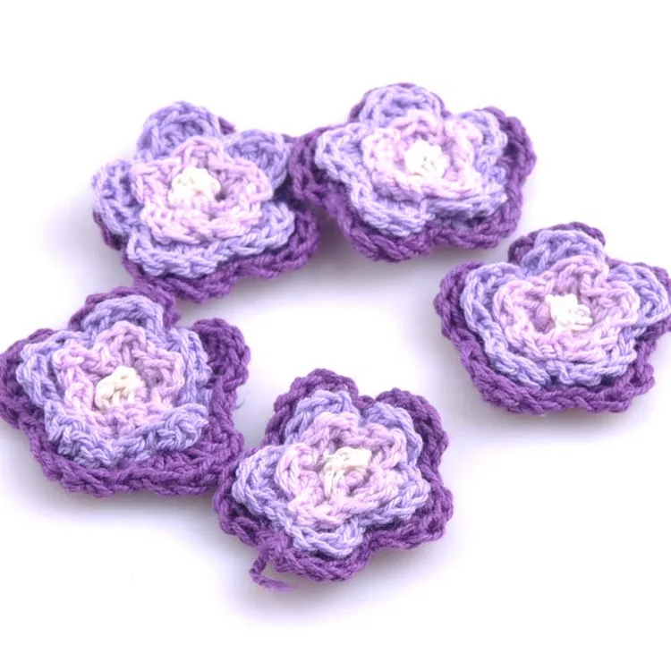 
Custom Colored Fabric Sewing Applique Handmade Crochet Flowers 