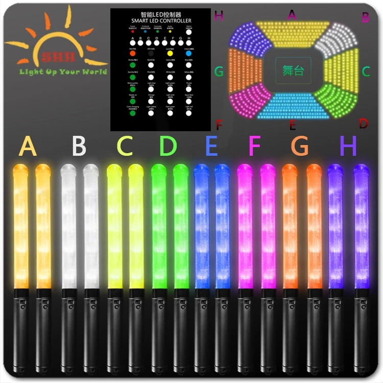 Hot Selling Concert Cheering Sticks LED Glow Stick With Flashing Light Multicolor Change Bar Sticks For Music Festivals