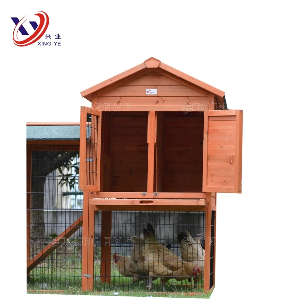 Outdoor Wooden Chicken Coop  With Hot Galvanized with PVC coated wire mesh