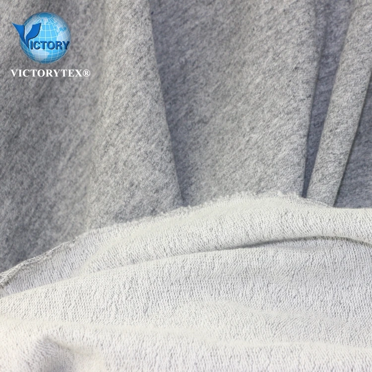 100 Gray Grey Cloth Towel Cotton French Terry Knit Fabric Cloth Towel Cotton French Terry Knitted Fabric for Jacket,Coat,Dress