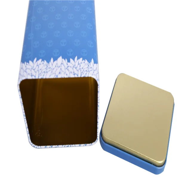 new design adorable rectangle shape metal tin box spot color printing tea metal tin container