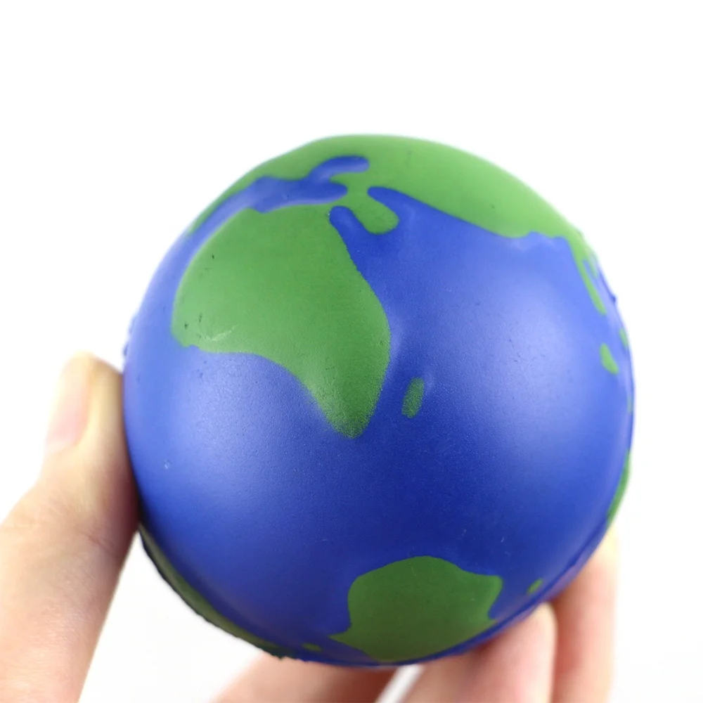 Hot selling PU earth globe stress relief toys custom logo PU foam ball