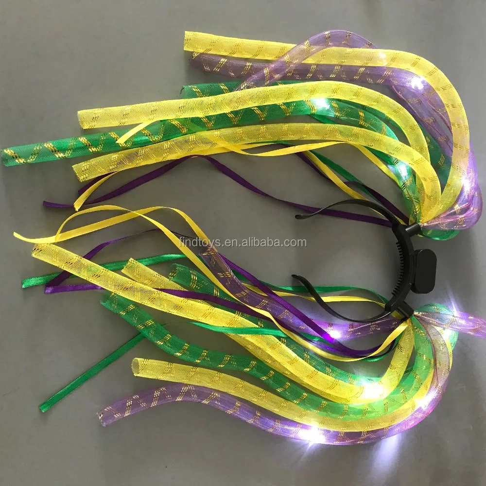 Findtoys led noodle headband glow in the dark hairhoop for Mardi Gras party supply