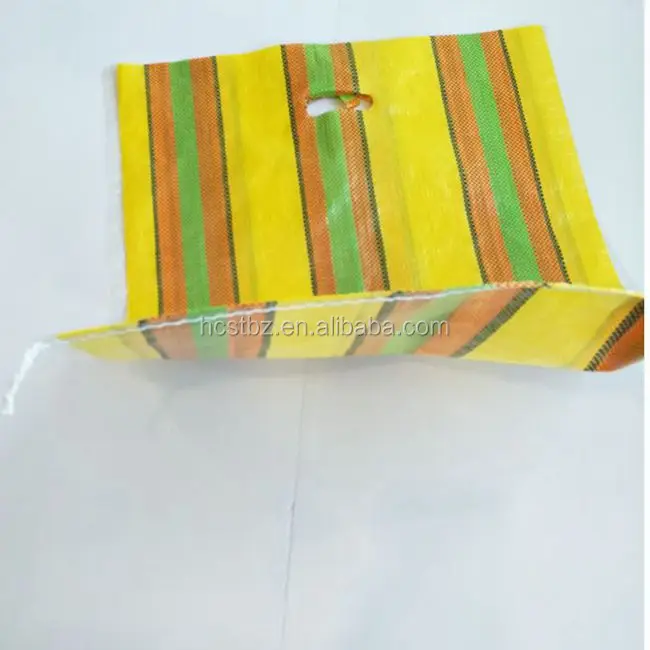 
China hotsale laminated pp woven shopping bag colorful stripe packing vegetables, Fruits export to Africa 