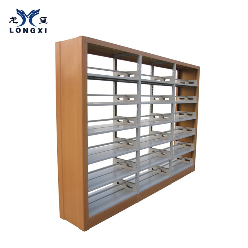 Powder Coating Knock Down Book Shelf School Steel Public Double Face Modern Tree Shaped Cheap Price Library Metal Bookshelf