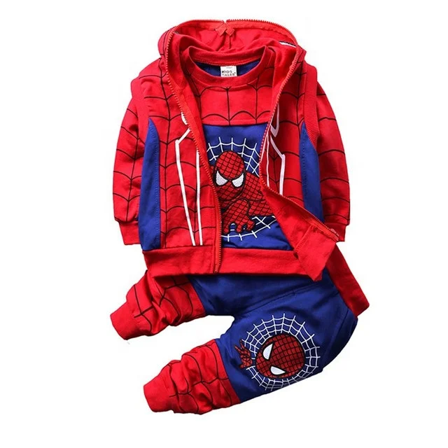 Autumn spiderman new three-piece suit for children ages 1-4 Factory Price