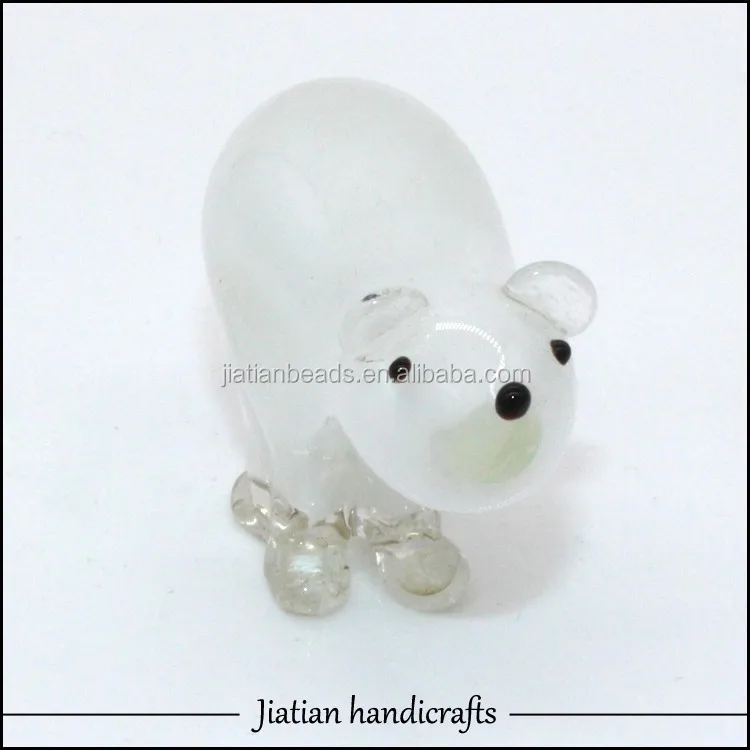 small murano glass pola bear animal figurine white sea bear glass bear figurine