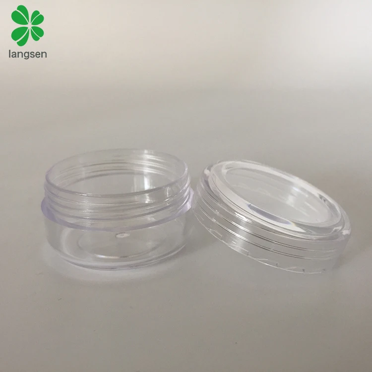 Custom logo printing plastic clear 10g cosmetic cream jar, 10 gram cosmetic jar with concave cap and base