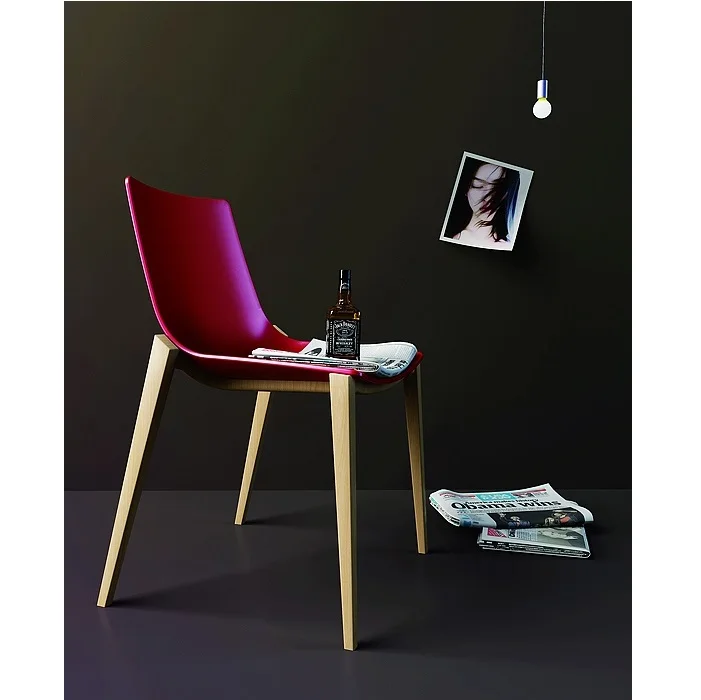 Modern wood leg office pp shell orange dining chair for restaurant use
