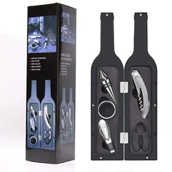 Wine Accessory Tool Gift Set with Pourer Collar Cork-Screw Stopper Cutter