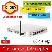 Promotional price !!! family computer htpc fanless mini pcs x26y c1037u dual nic 4G ram 64g ssd support Speakers,Plotter