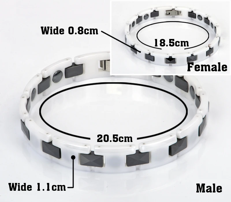 Mens Jewelry Black White Ceramic Health Care Magnetic Bracelet