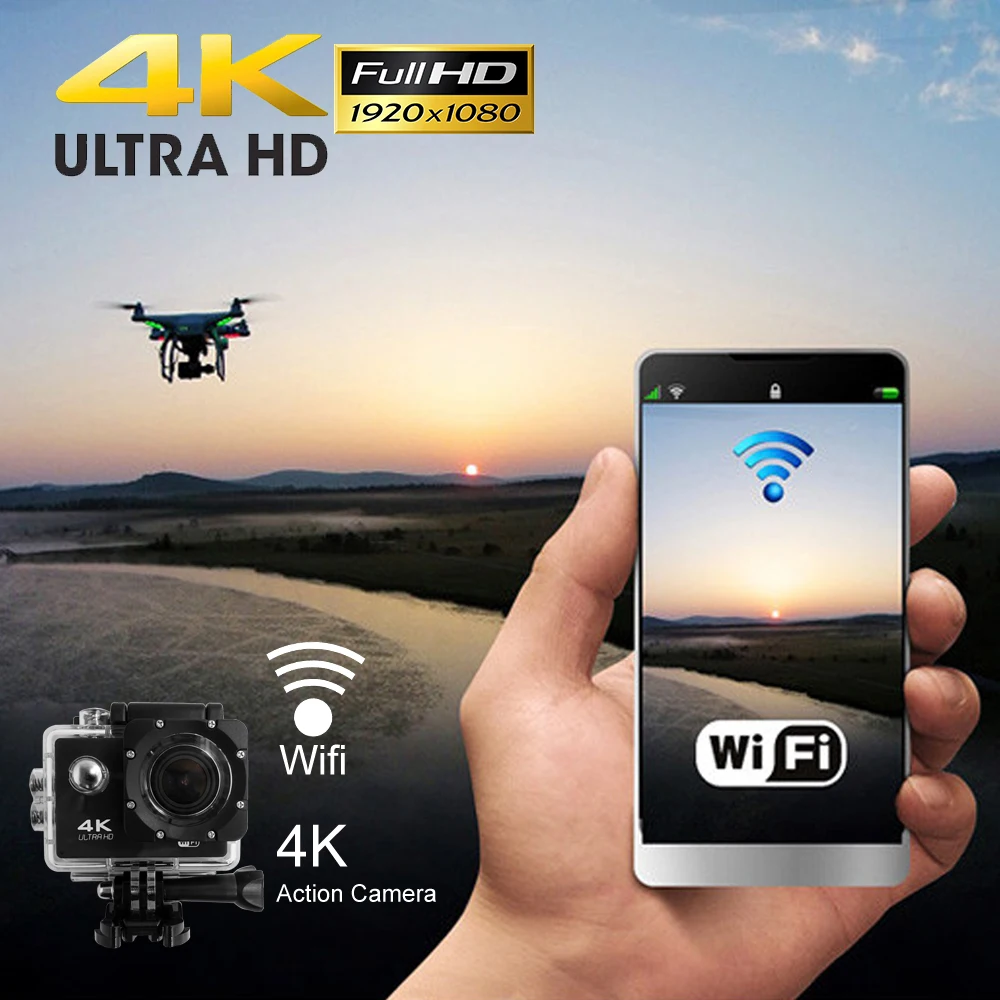  Genlerplus 4247 чипсет WIFI Спортивная камера Full HD 2 0 дюймовая Водонепроницаемая экшн-камера для камеры Go