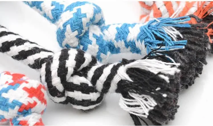 
Random Color New Dog Pet Puppy Chew Cotton Rope Ball Braided Knot Toy Durable Braided Bone Rope Funny Tool 