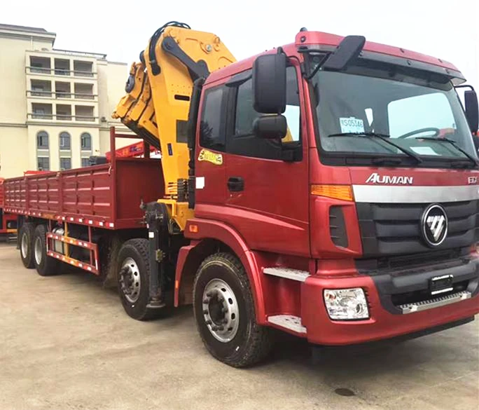 Chile Hot Selling Euro V FOTON 8x4 Cargo Lorry Truck With 14T 16T Folding Crane