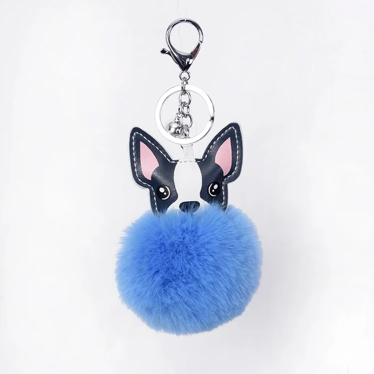 Yongze best selling ear fur pompon fur ball fashion craft leather keychain