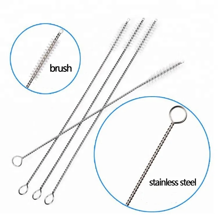 Бесплатный образец, силиконовая металлическая щетка из нержавеющей стали для чистки трубочек