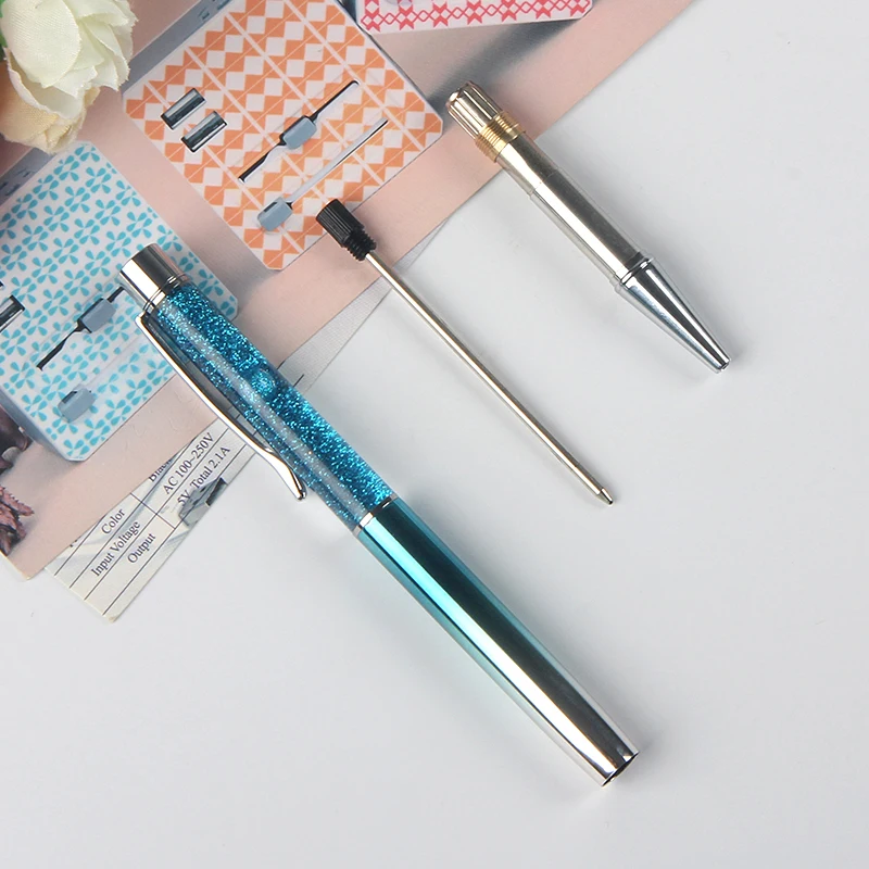 Jingda gradual change color bling glitters pen wedding gift floating ball pen
