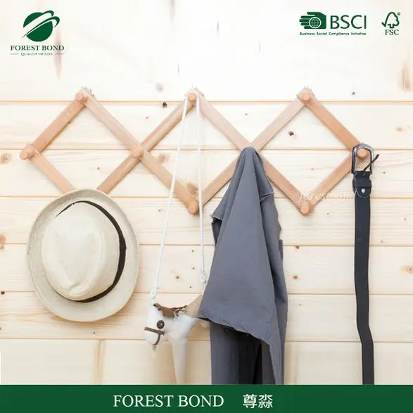 Wooden Coat Rack Clothes Hanger Hooks Living Room Wall Rack