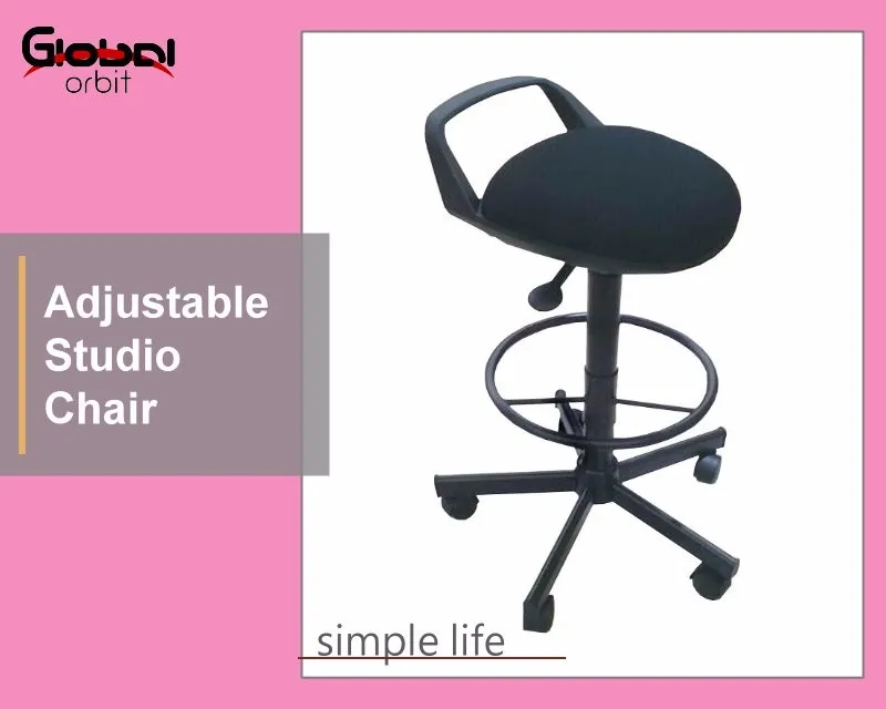 Adjustable Height Movable Studio Footrest Kitchen Swivel Bar Chair With Wheel